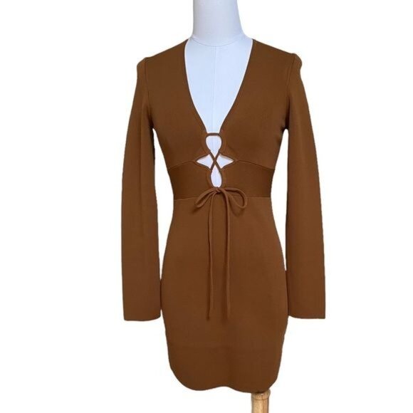 Free People Significant Other Monica Knit Dress in Chocolate Size 6 NWT - Picture 7 of 13